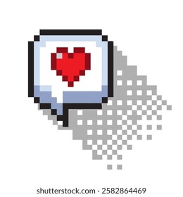 Pixel art 8-bit Heart speech bubble. retro game.	