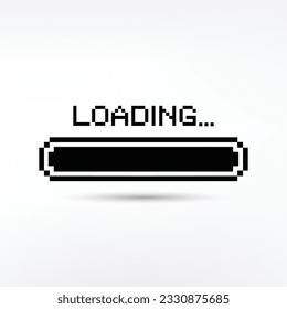 Pixel art 8-bit loading bar concept. Loading or Installing process on white background -isolated vector illustration