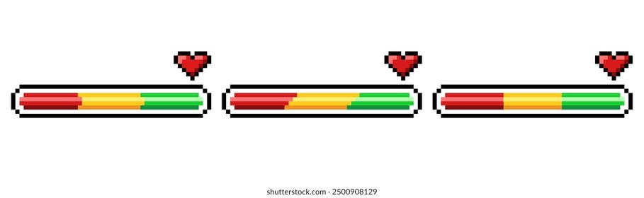 Pixel art 8-bit loading bar concept. Loading or Installing process. 