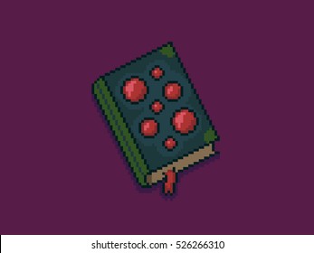 Pixel art 8-bit magic spellbook