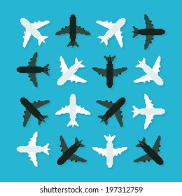 Pixel art 8-bit planes turned in different angles