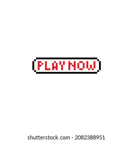 Pixel art 8-bit Play now, isolated vector illustration