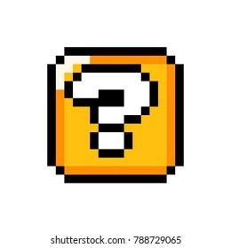 Pixel art 8-bit Question mark gold box - isolated vector illustration