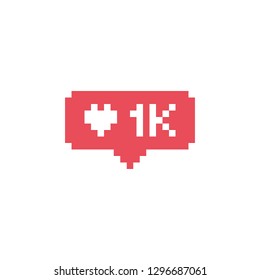 Pixel art 8-bit Social media 1k likes bubble - isolated vector illustration