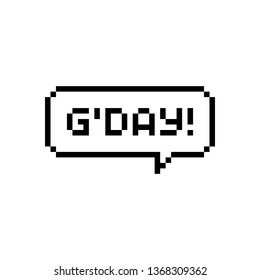 Pixel art 8-bit speech bubble good day text - isolated vector illustration