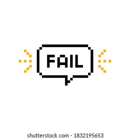 Pixel art 8-bit speech bubble saying fail icon - editable isolated vector illustration