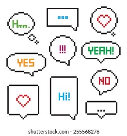 Pixel Art 8-bit Speech Bubble Set 