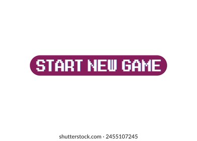 Pixel art 8-bit with text "start new game" on white background.