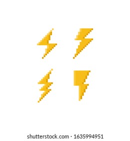 Pixel Art 8bit Thunder Icon Set.