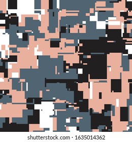 Pixel Art with Abstract Background Made of Geometric Shapes