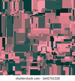 Pixel Art with Abstract Background Made of Geometric Shapes