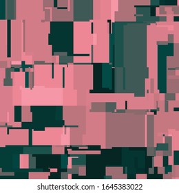 Pixel Art with Abstract Background Made of Geometric Shapes