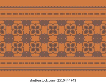 Pixel art Abstractas patrón étnico para la ropa. Motivos étnicos tradicionales ikat patrón de tela geométrica punto de cruz. Ikat bordado étnico oriental Pixel
