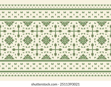 Pixel art Abstractas patrón étnico para la ropa. Motivos étnicos tradicionales ikat patrón de tela geométrica punto de cruz. Ikat bordado étnico oriental Pixel
