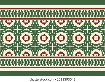 Pixel art Padrão étnico abstrato para roupas. Motivos étnicos tradicionais ikat padrão de tecido geométrico ponto de cruz. Ikat bordado Etnia oriental Pixel