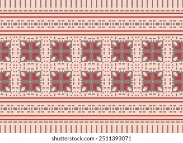 Pixel art Abstract ethnic pattern for clothing. Traditional ethnic motifs ikat geometric fabric pattern cross stitch. Ikat embroidery Ethnic oriental Pixel