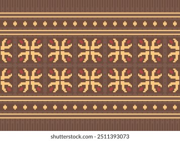 Pixel art Abstract ethnic pattern for clothing. Traditional ethnic motifs ikat geometric fabric pattern cross stitch. Ikat embroidery Ethnic oriental Pixel