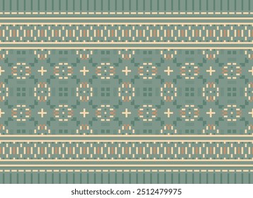Pixel art Abstractas patrón étnico para la ropa. Motivos étnicos tradicionales ikat patrón de tela geométrica punto de cruz. Ikat bordado étnico oriental Pixel
