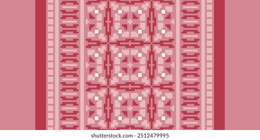 Pixel art Abstractas patrón étnico para la ropa. Motivos étnicos tradicionales ikat patrón de tela geométrica punto de cruz. Ikat bordado étnico oriental Pixel