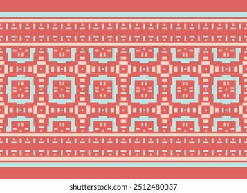 Pixel art Abstractas patrón étnico para la ropa. Motivos étnicos tradicionales ikat patrón de tela geométrica punto de cruz. Ikat bordado étnico oriental Pixel