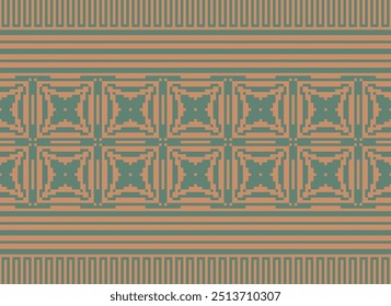 Pixel art Abstract ethnic pattern for clothing. Traditional ethnic motifs ikat geometric fabric pattern cross stitch. Ikat embroidery Ethnic oriental Pixel