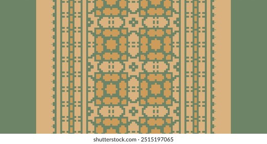 Pixel art Padrão étnico abstrato para roupas. Motivos étnicos tradicionais ikat padrão de tecido geométrico ponto de cruz. Ikat bordado Etnia oriental Pixel