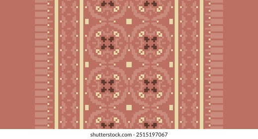 Pixel art Abstractas patrón étnico para la ropa. Motivos étnicos tradicionales ikat patrón de tela geométrica punto de cruz. Ikat bordado étnico oriental Pixel