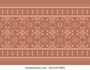 Pixel art Abstract ethnic pattern for clothing. Traditional ethnic motifs ikat geometric fabric pattern cross stitch. Ikat embroidery Ethnic oriental Pixel