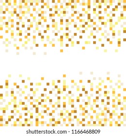 Pixel art. Abstract geometric golden mosaic on a white background. Vector illustration.