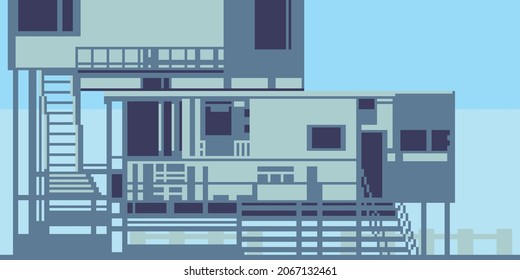 Pixel Art Of Abstract Trailer Park House