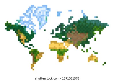 Pixel Art Abstract World Map Isolated Stock Vector (Royalty Free ...