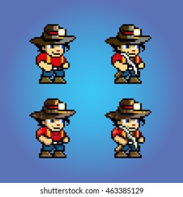 Pixel Art Adventure Game Character, Video Game Style Layer Vector Illustration