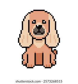 Pixel art afghan hound dog vector in retro style for design.