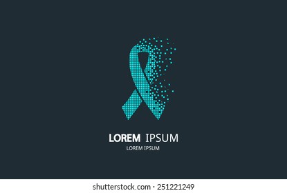 Pixel art AIDS logo. Vector logotype design.