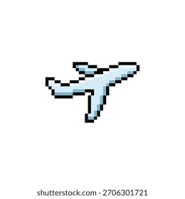  Pixel Art Flugzeug 8 Bit Vektor Symbol für Computer Spiel Logo
