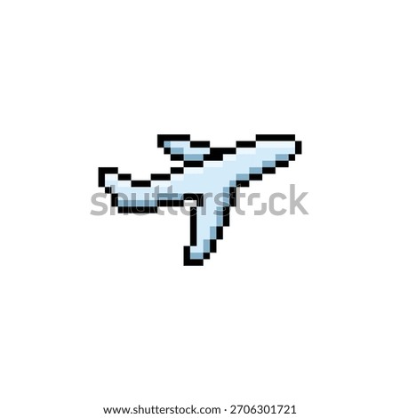  pixel art airplane 8 bit vector icon for computer game logo