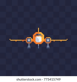 Pixel art Airplane. Game assets. Isolated vector illustration.