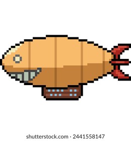 pixel art of airship with face isolated background