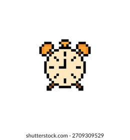 pixel art alarm clock 8 bit vector icon for computer game logo