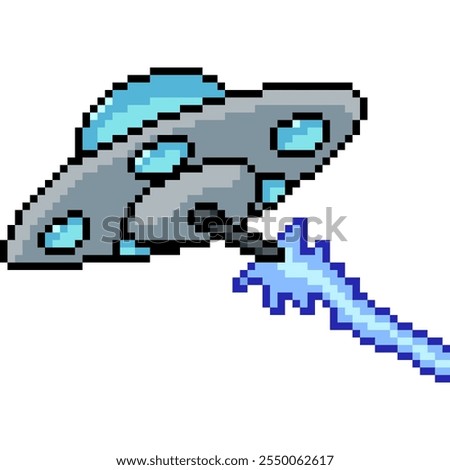 pixel art of alien invader war isolated background