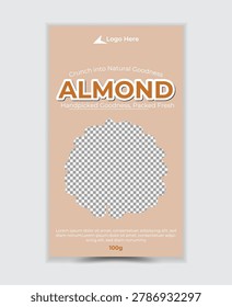 Pixel art almond nut illustration on peach background