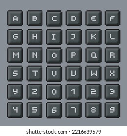 Pixel art alphabet, illustration of computer keys