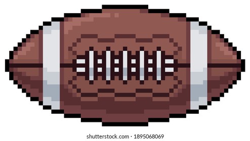 Pixel Art American Football Ball Icon For Game 8bit On White Background
