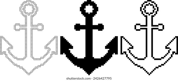 pixel art anchor flat icon