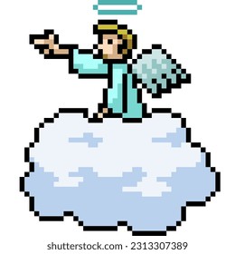 pixel art of angel ride cloud
