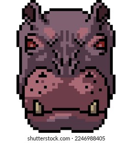 pixel art of angry hippo head