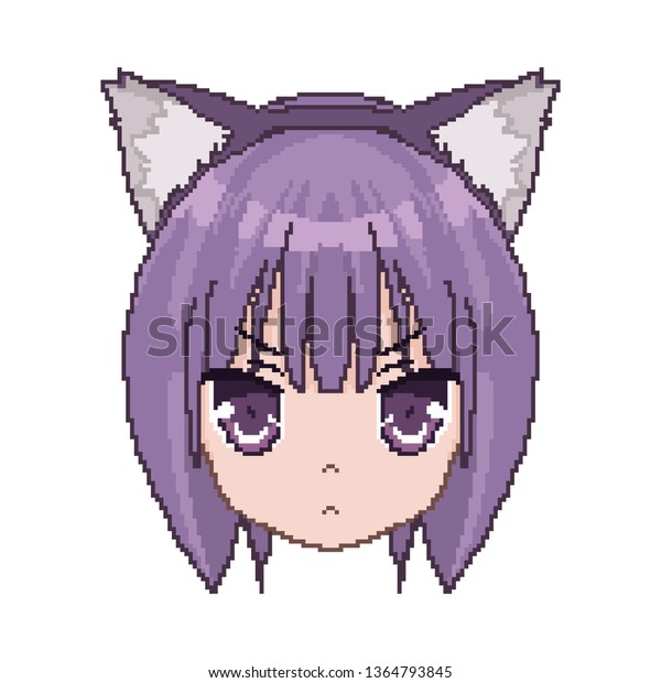 Pixel Art Anime Girl Face Boy Stock Vector (Royalty Free) 1364793845 ...