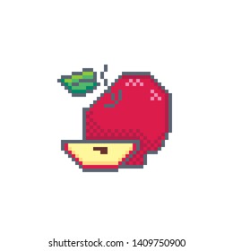 Pixel art apple icon.
Vector design for web design, mobile app, stickers and games.
