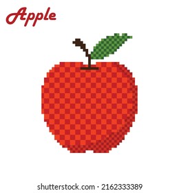 Pixel art apple on white background. vector illustration.