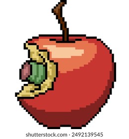 pixel arte de la mordedura de gusano de manzana fondo aislado